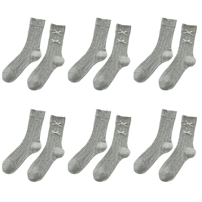 Anna-Kaci 6pk Women's Knee - High Socks with Bow Details