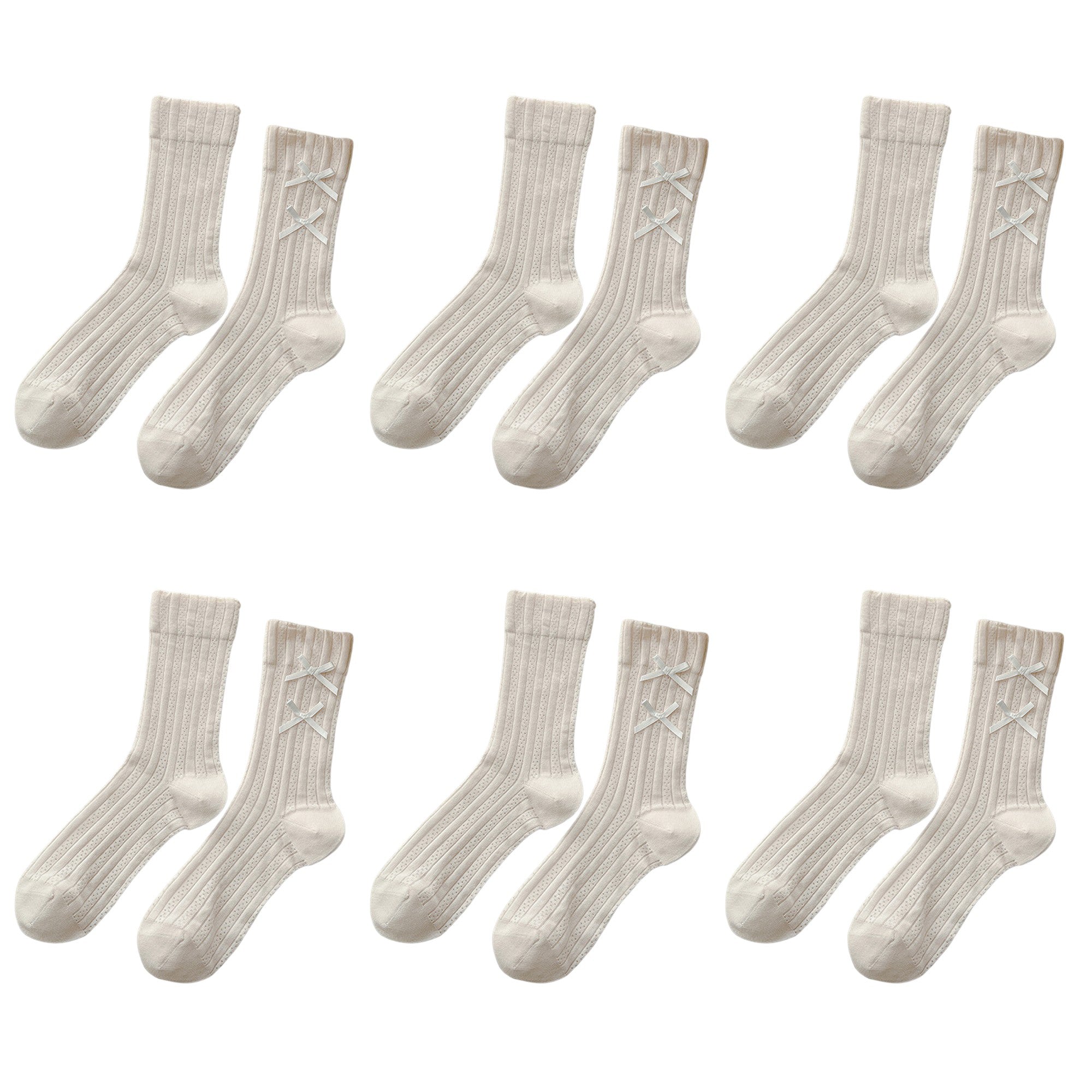 Anna-Kaci 6pk Women's Knee - High Socks with Bow Details