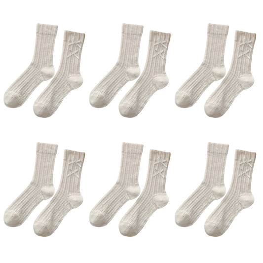 Anna-Kaci 6pk Women's Knee - High Socks with Bow Details