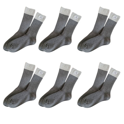 Anna-Kaci Women's 6pk Color - Block Crew Socks with Bow Embroidery