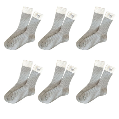 Anna-Kaci Women's 6pk Color - Block Crew Socks with Bow Embroidery