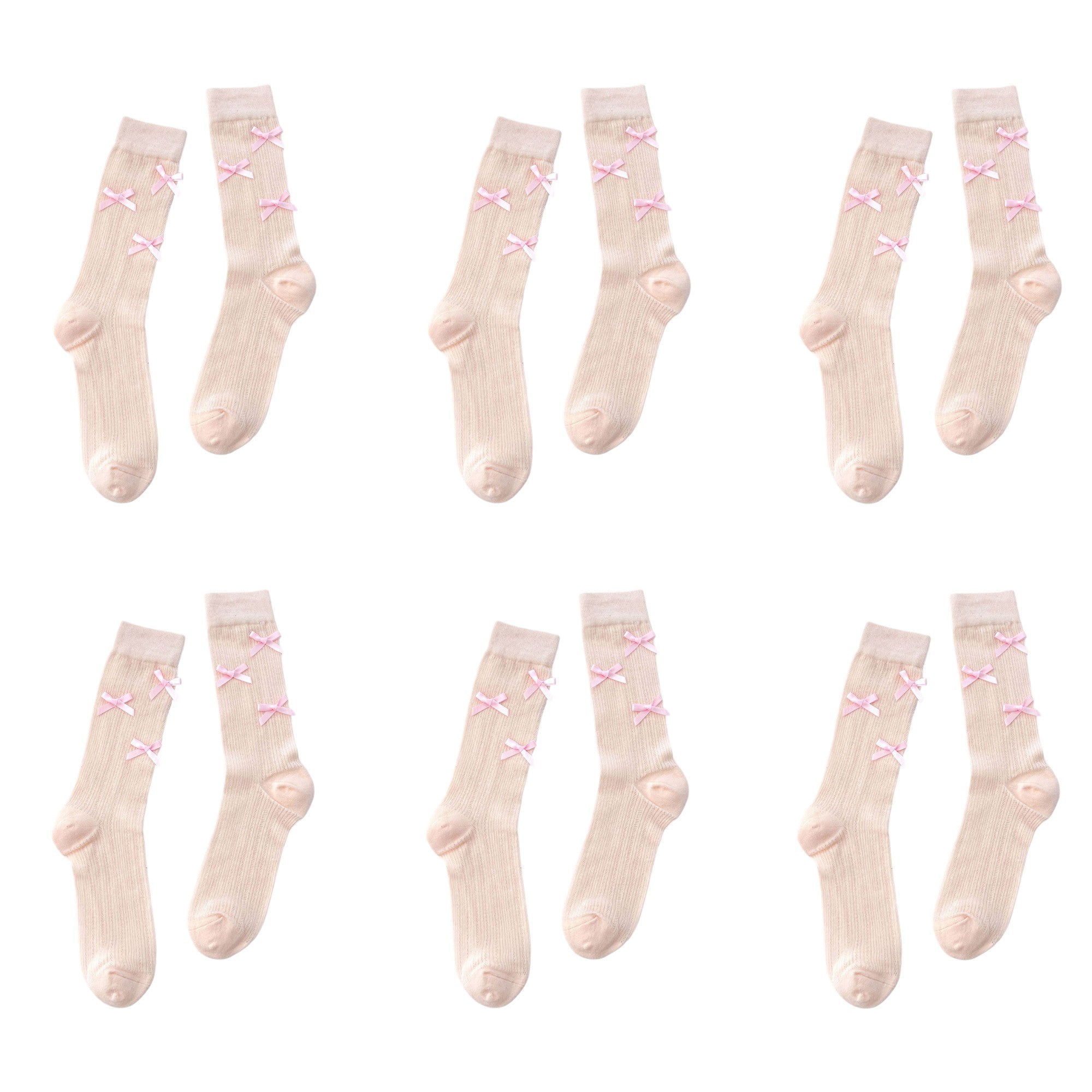 Anna-Kaci Women's 6pk Knee - High Socks with Bow Accents