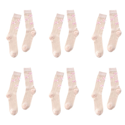 Anna-Kaci Women's 6pk Knee - High Socks with Bow Accents