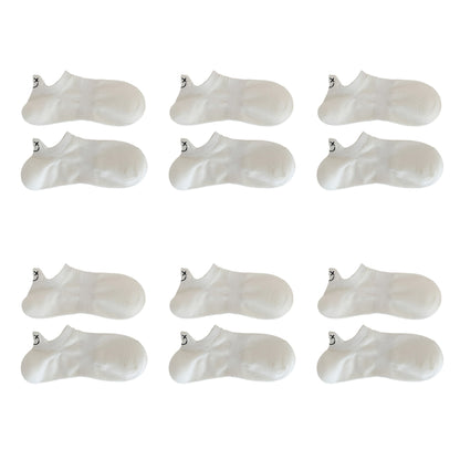 Anna-Kaci Women's 6pk Cotton White No - Show Socks with Smiley Face Embroidery