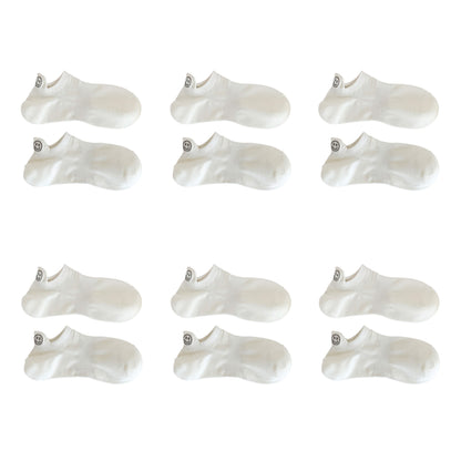 Anna-Kaci Women's 6pk Cotton White No - Show Socks with Smiley Face Embroidery