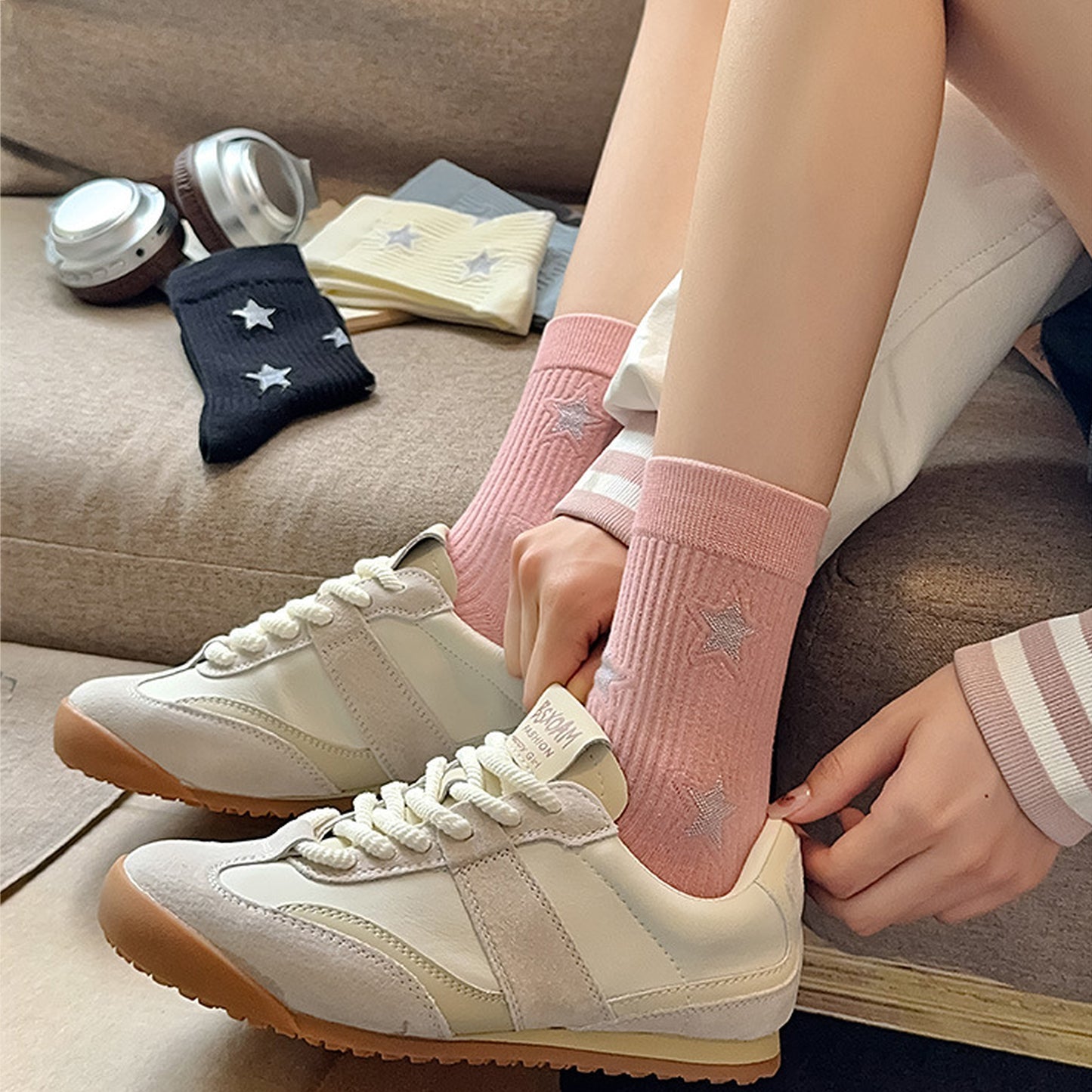 Anna-Kaci Women's Star - Patterned 6pk Soft Crew Socks