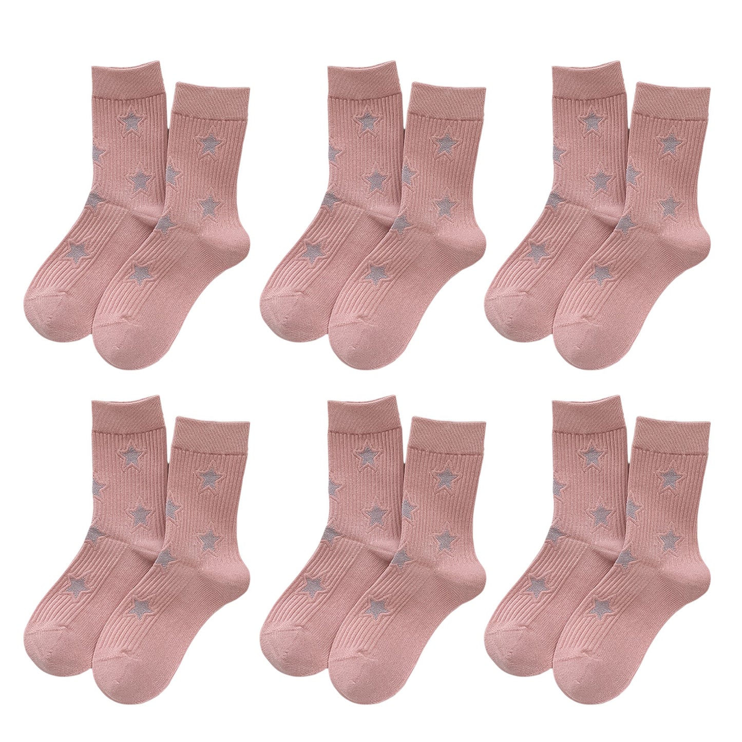 Anna-Kaci Women's Star - Patterned 6pk Soft Crew Socks