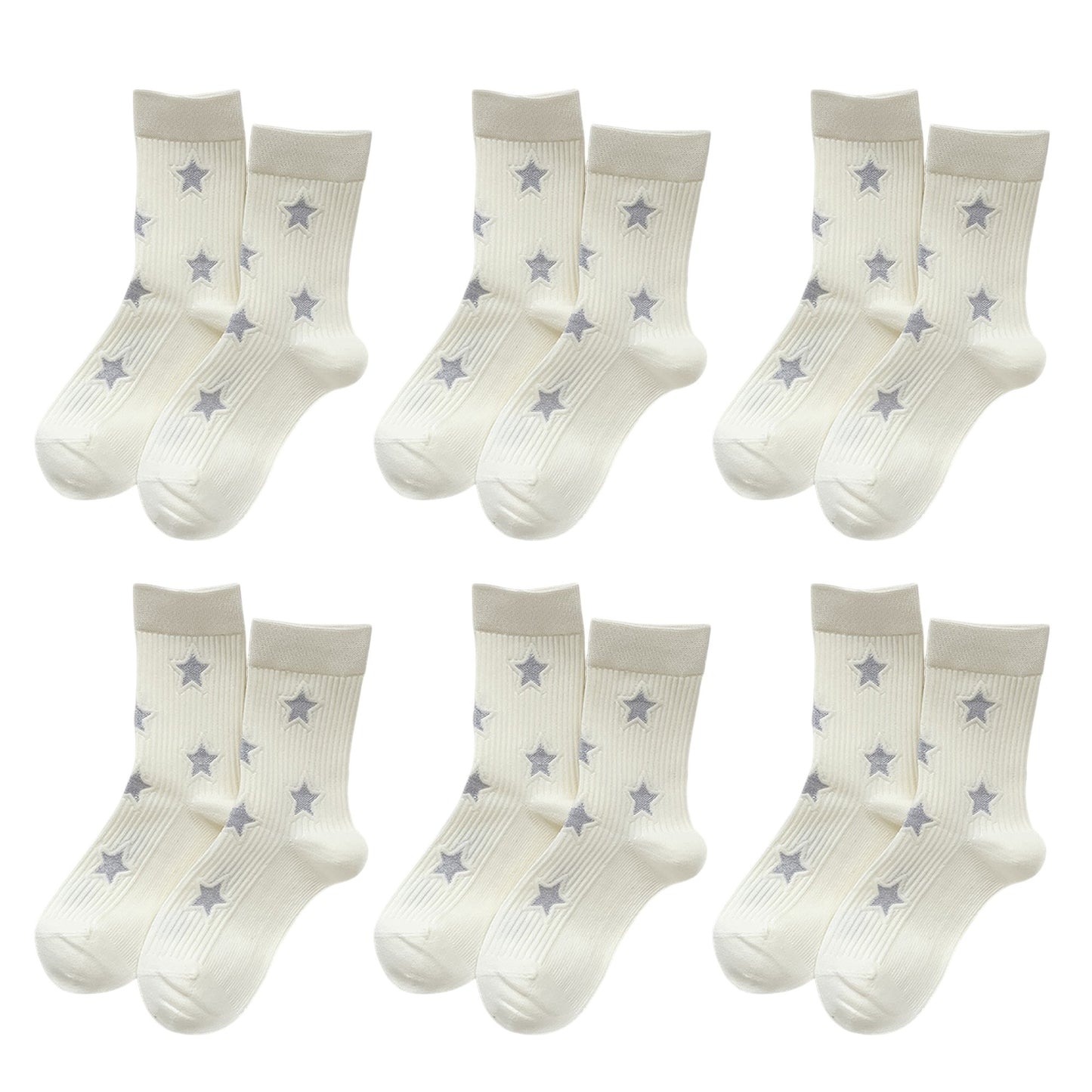 Anna-Kaci Women's Star - Patterned 6pk Soft Crew Socks