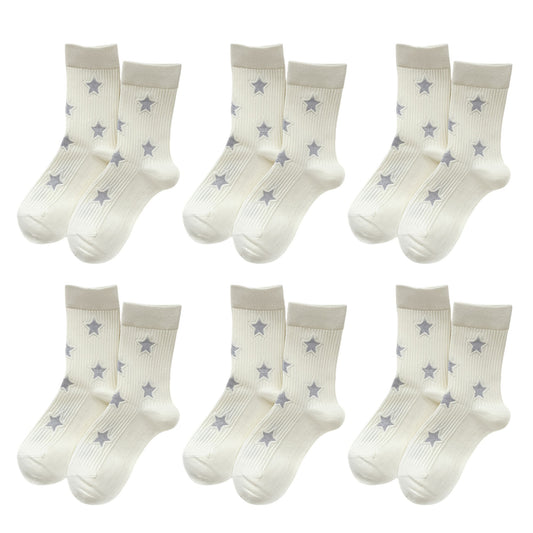 Anna-Kaci Women's Star - Patterned 6pk Soft Crew Socks