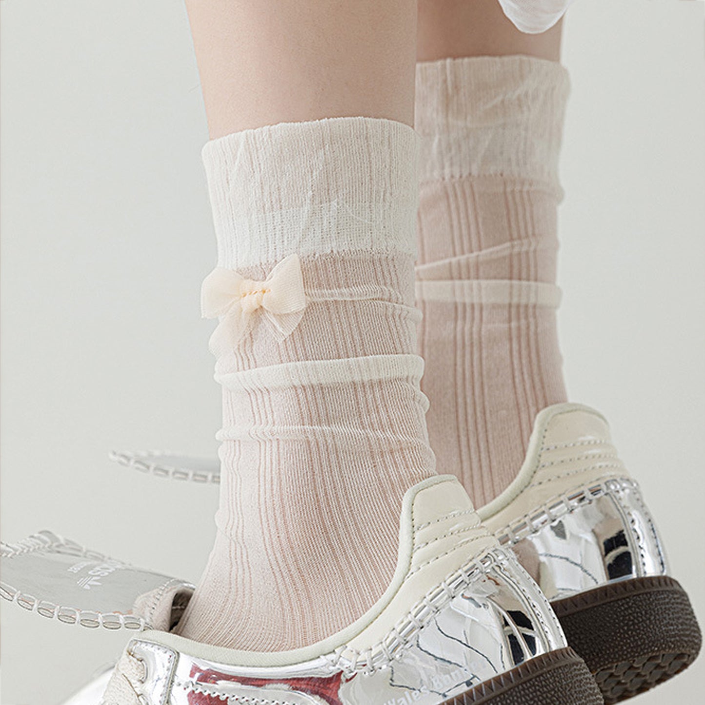 Anna-Kaci Women's 6pk Breathable Sheer Ankle Socks with Bow Accent