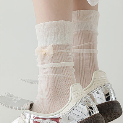 Anna-Kaci Women's 6pk Breathable Sheer Ankle Socks with Bow Accent