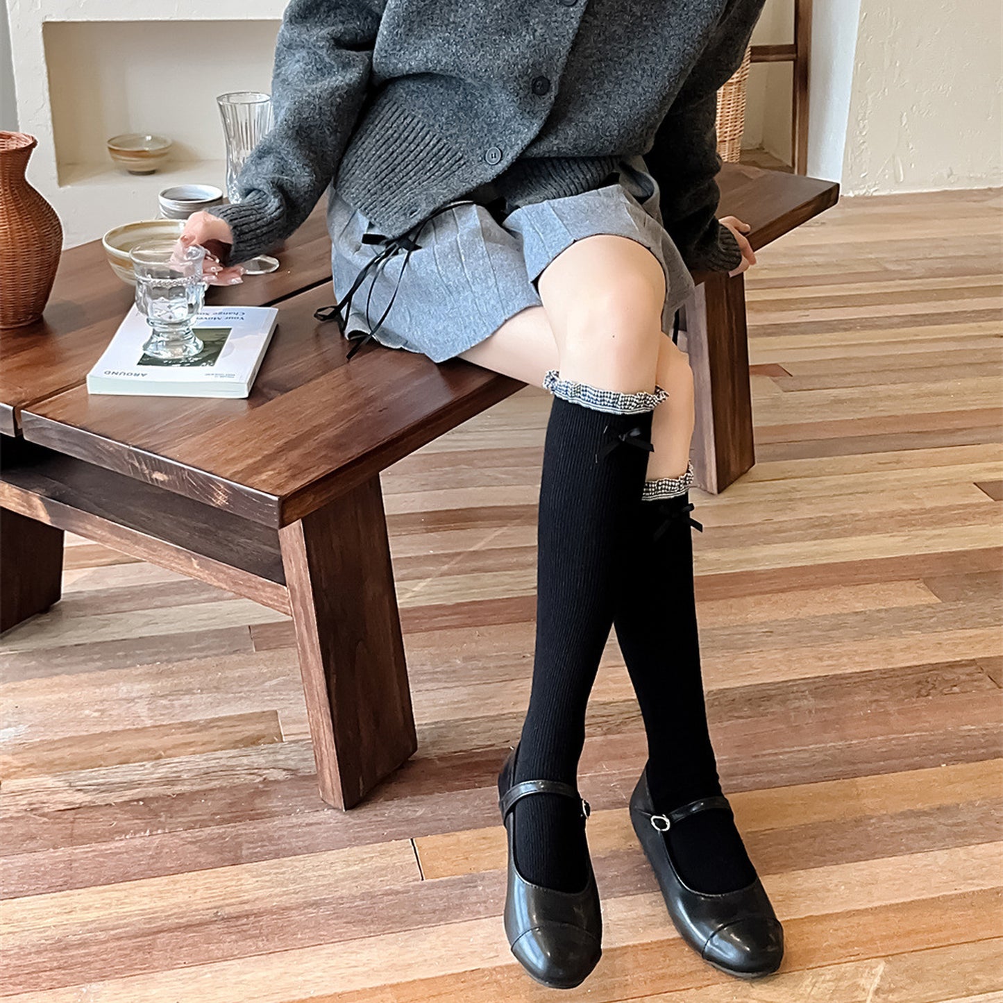 Anna-Kaci Women's 6pk Knee - High Socks with Bow and Patterned Cuff