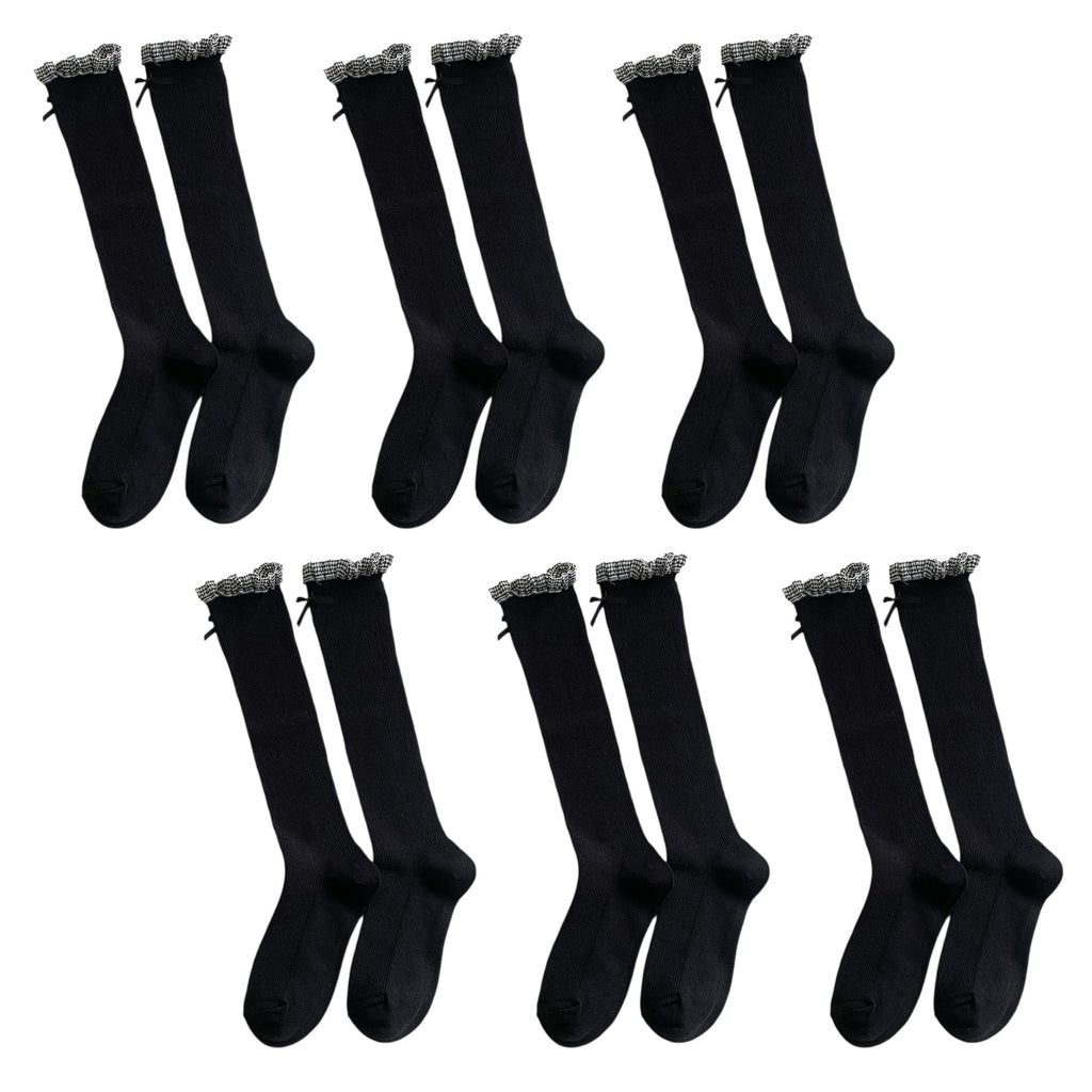 Anna-Kaci Women's 6pk Knee - High Socks with Bow and Patterned Cuff