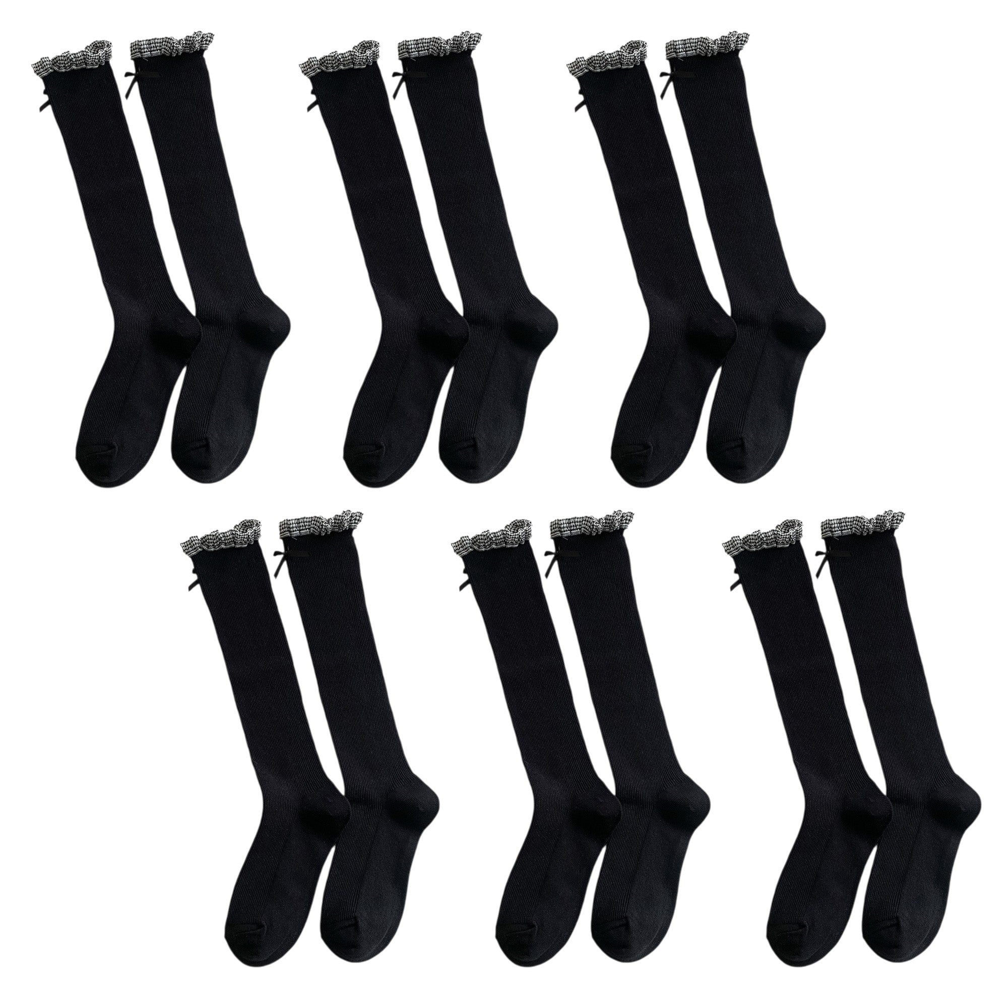 Anna-Kaci Women's 6pk Knee - High Socks with Bow and Patterned Cuff
