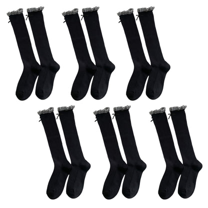 Anna-Kaci Women's 6pk Knee - High Socks with Bow and Patterned Cuff