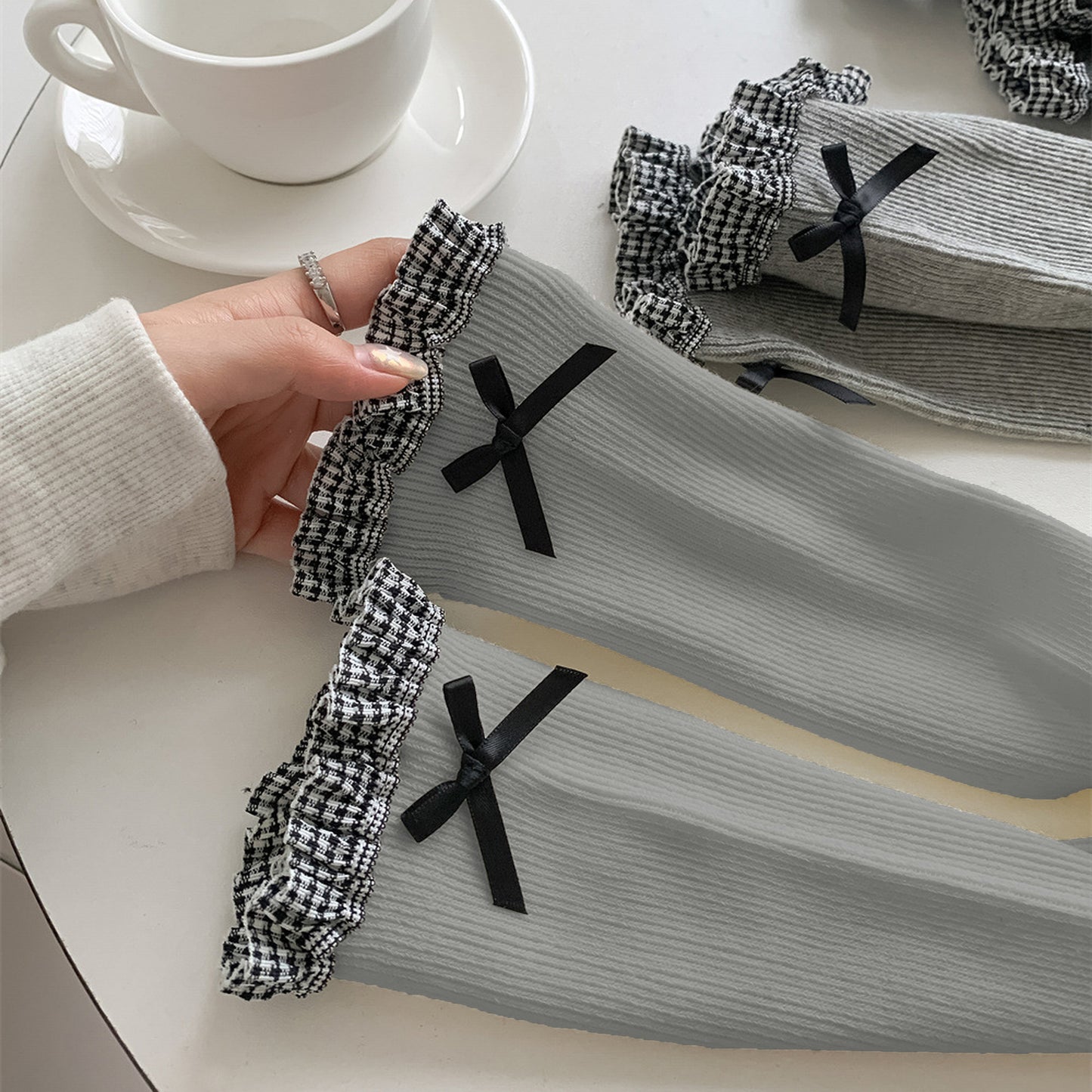 Anna-Kaci Women's 6pk Knee - High Socks with Bow and Patterned Cuff