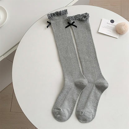 Anna-Kaci Women's 6pk Knee - High Socks with Bow and Patterned Cuff