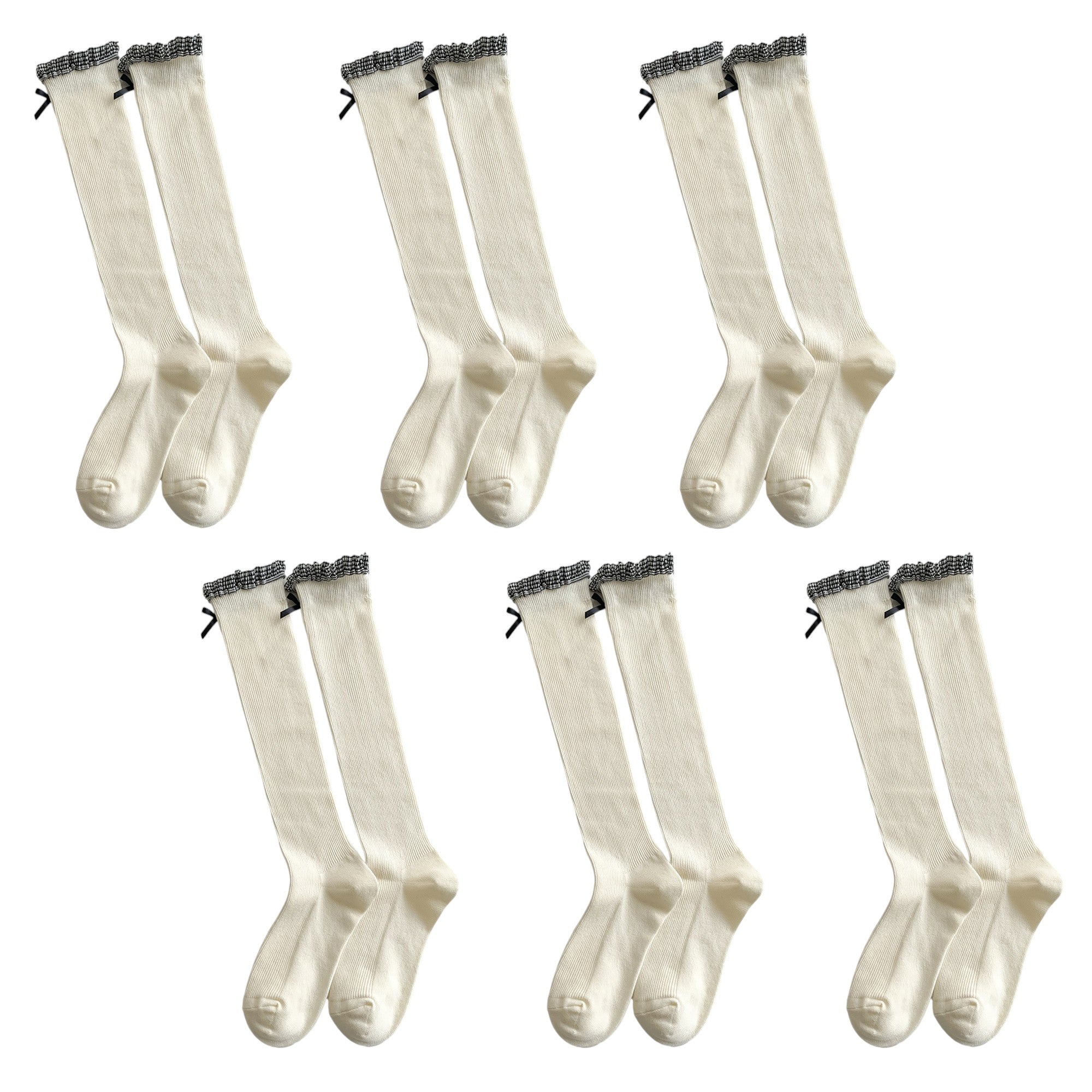 Anna-Kaci Women's 6pk Knee - High Socks with Bow and Patterned Cuff