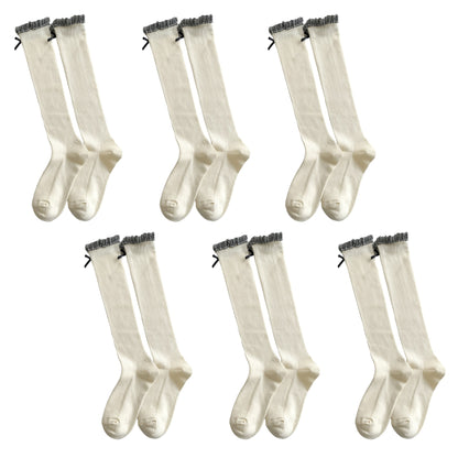 Anna-Kaci Women's 6pk Knee - High Socks with Bow and Patterned Cuff