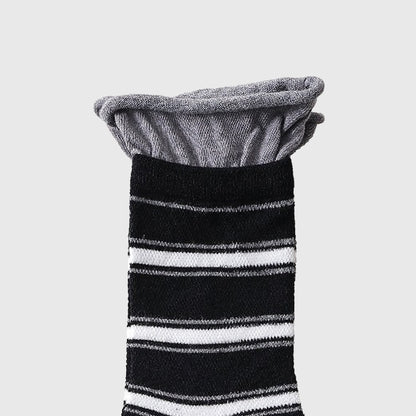 Anna-Kaci Women's 6pk Striped Ankle Socks with Cuffed Design