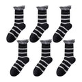 Anna-Kaci Women's 6pk Striped Ankle Socks with Cuffed Design