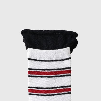 Anna-Kaci Women's 6pk Striped Ankle Socks with Cuffed Design