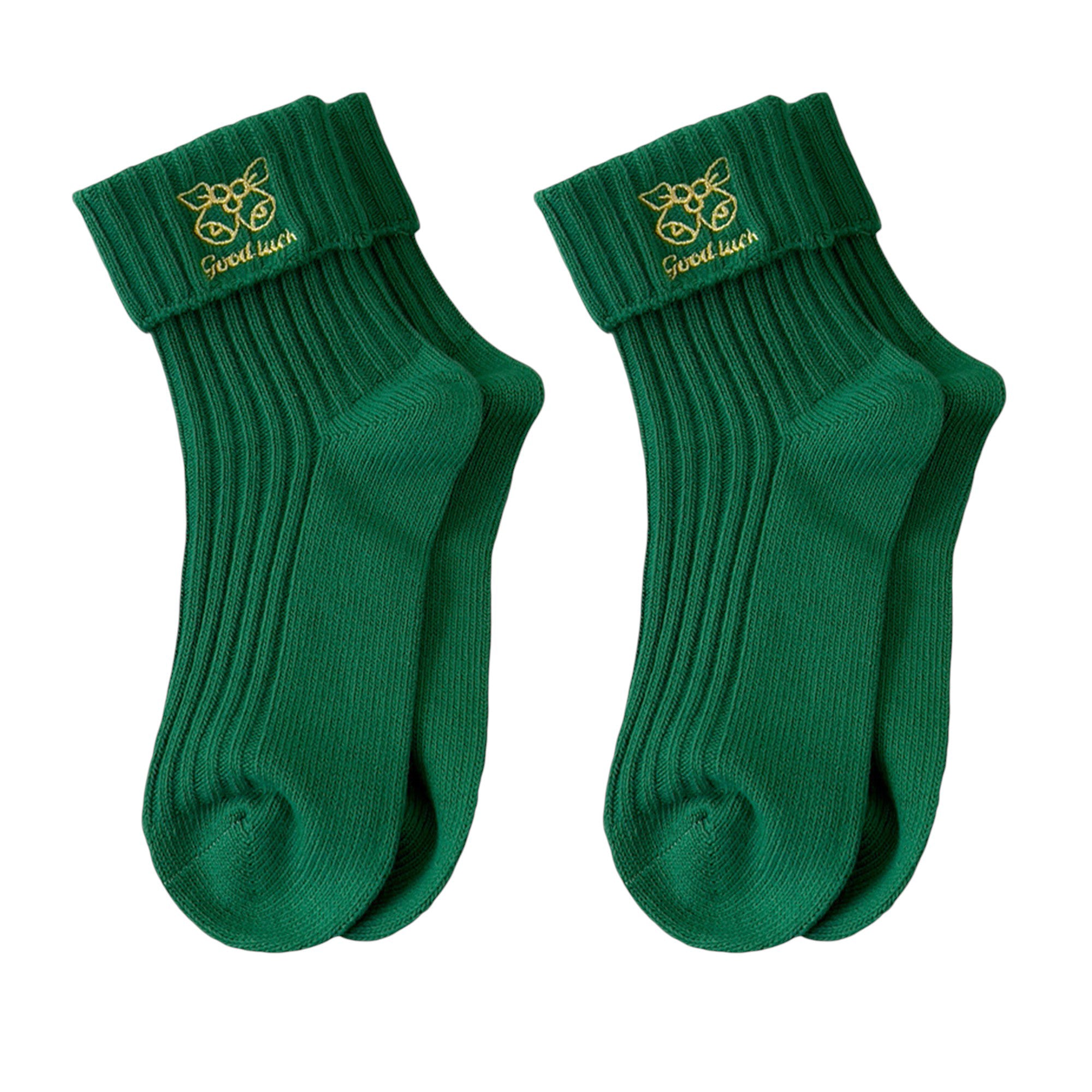 Anna-Kaci Women's 2-Pair Pack Fall Winter Warm Cotton Socks with Cute Christmas Embroidery