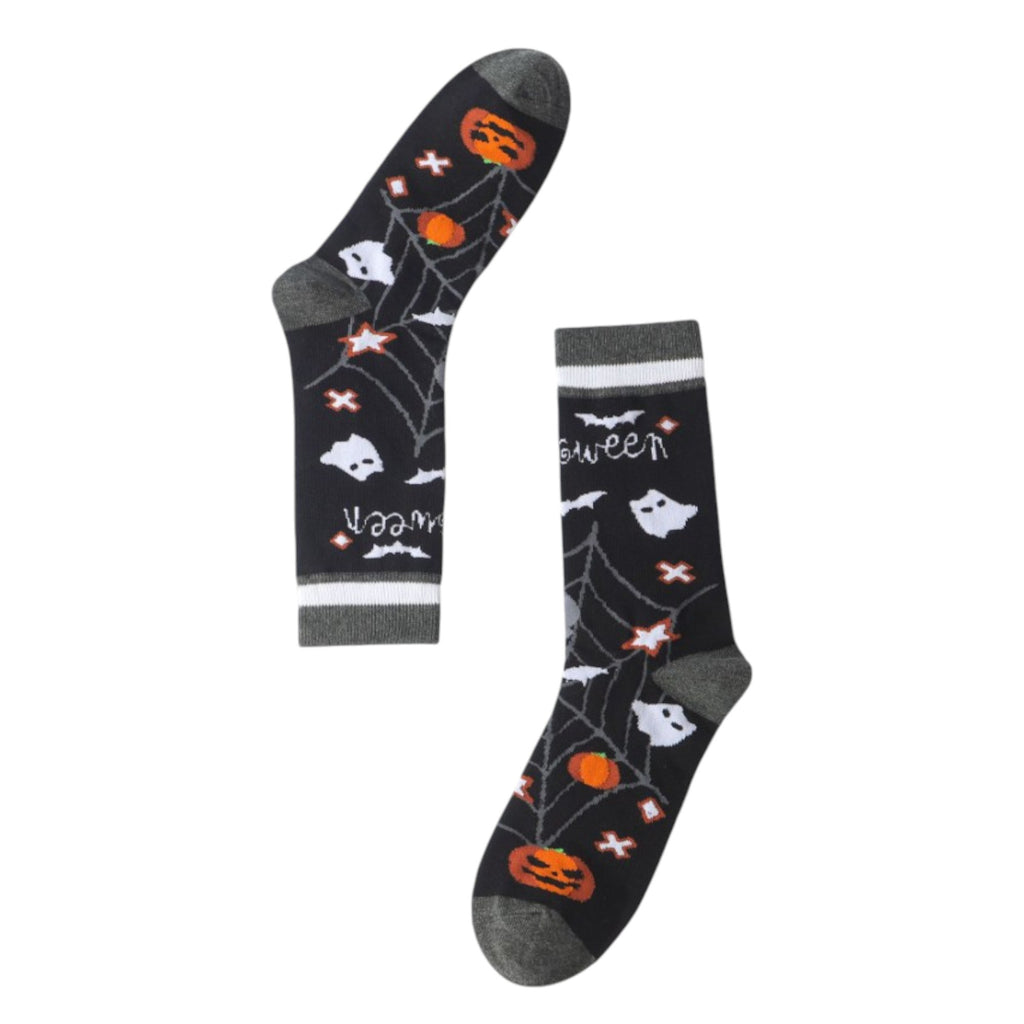 Anna-Kaci 2 Pairs Women's Cotton Halloween Socks Fun Festive Holiday Patterns