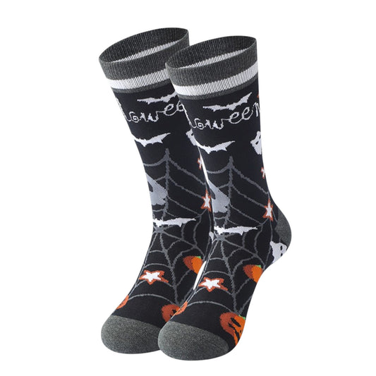 Anna-Kaci 2 Pairs Women's Cotton Halloween Socks Fun Festive Holiday Patterns