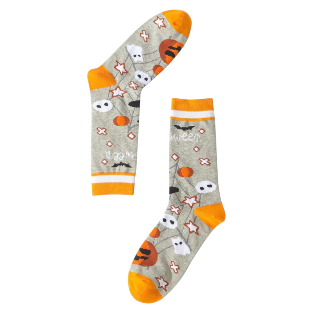 Anna-Kaci 2 Pairs Women's Cotton Halloween Socks Fun Festive Holiday Patterns