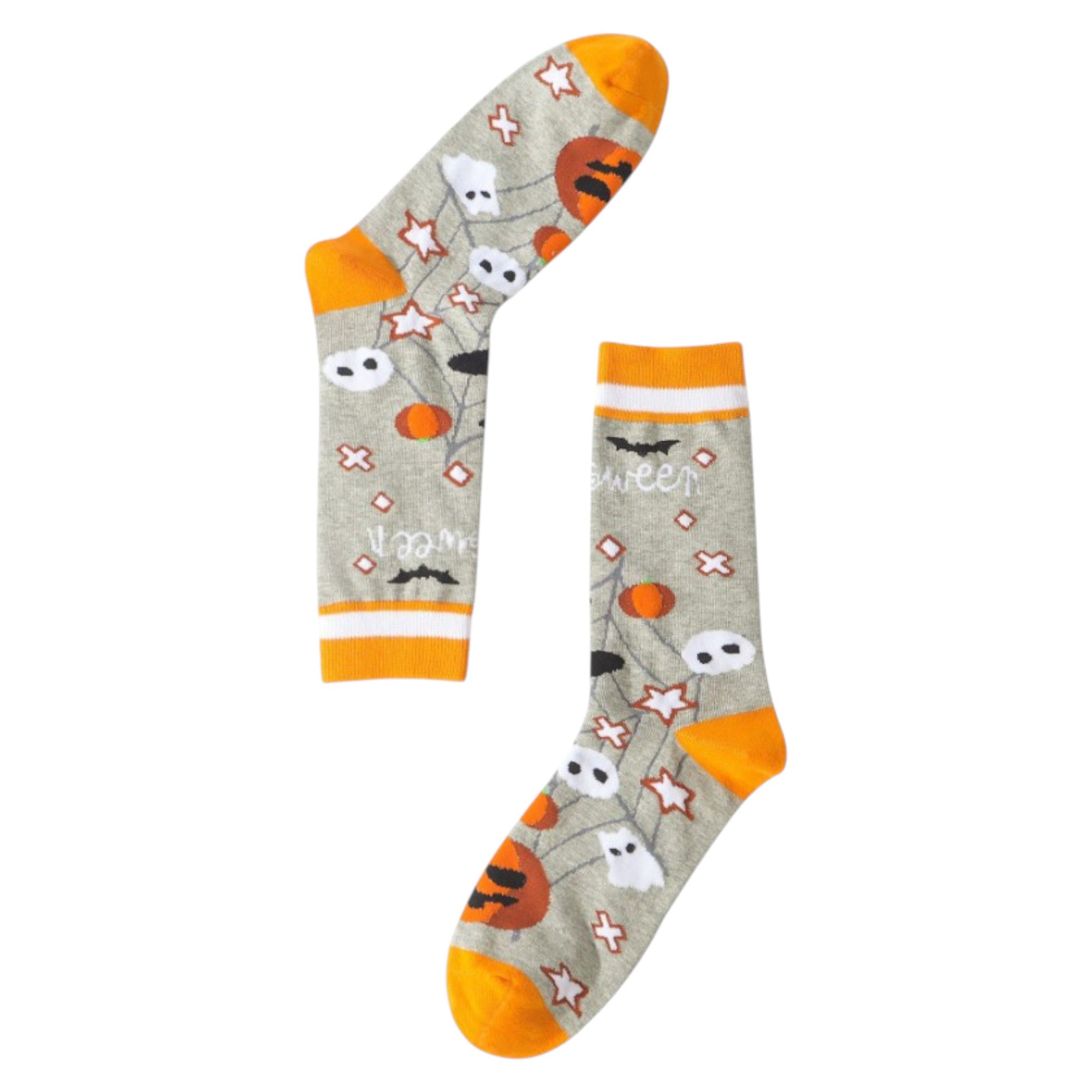 Anna-Kaci 2 Pairs Women's Cotton Halloween Socks Fun Festive Holiday Patterns