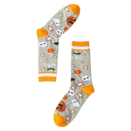 Anna-Kaci 2 Pairs Women's Cotton Halloween Socks Fun Festive Holiday Patterns