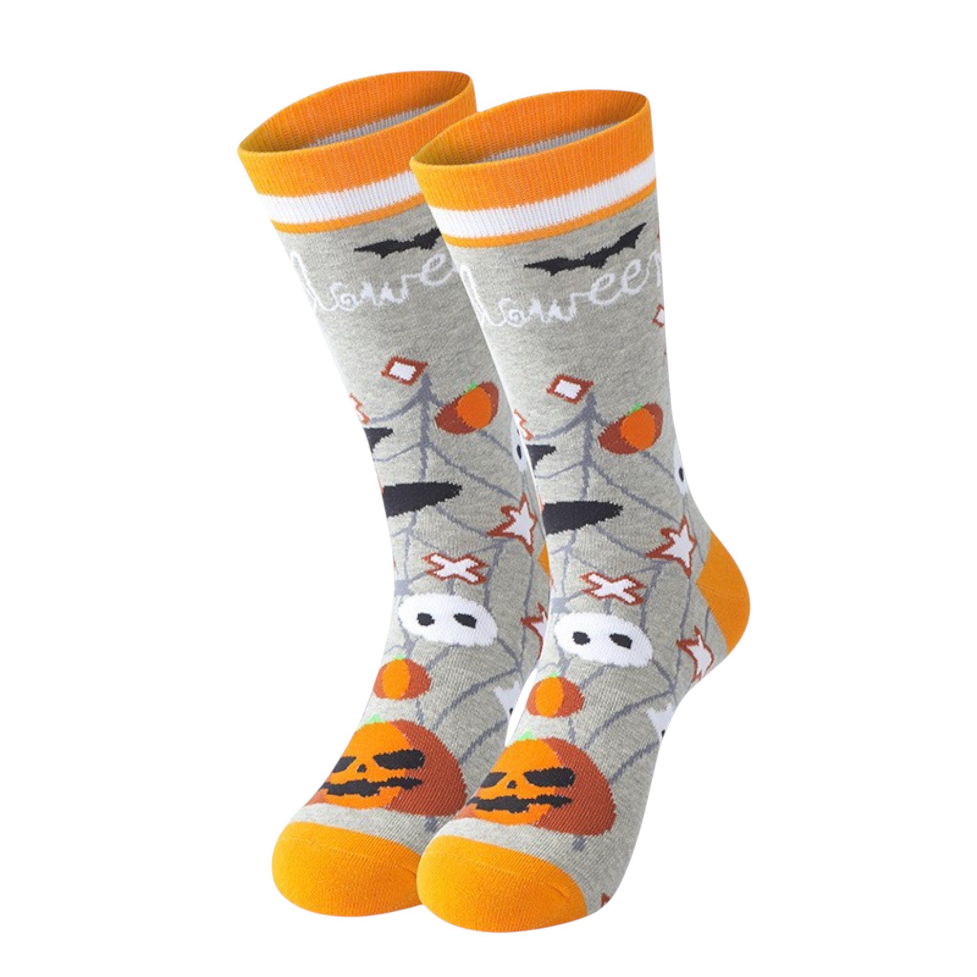 Anna-Kaci 2 Pairs Women's Cotton Halloween Socks Fun Festive Holiday Patterns