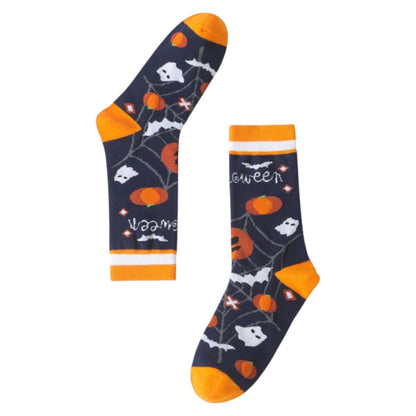 Anna-Kaci 2 Pairs Women's Cotton Halloween Socks Fun Festive Holiday Patterns