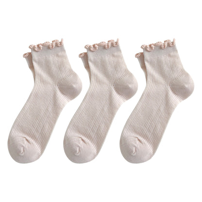 Anna-Kaci Women's 3-Pair Pack Cotton Mesh Ankle Socks with Delicate Ruffle Trim