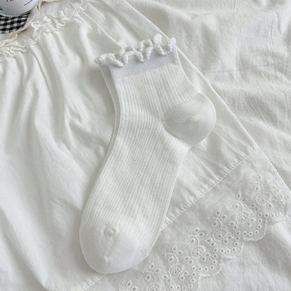 Anna-Kaci Women's 3-Pair Pack Cotton Mesh Ankle Socks with Delicate Ruffle Trim
