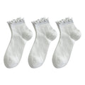 Anna-Kaci Women's 3-Pair Pack Cotton Mesh Ankle Socks with Delicate Ruffle Trim
