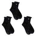 Anna-Kaci Women's 3-Pack Breathable Cotton Blend Socks with Ruffle Trim and Heart Embroidery