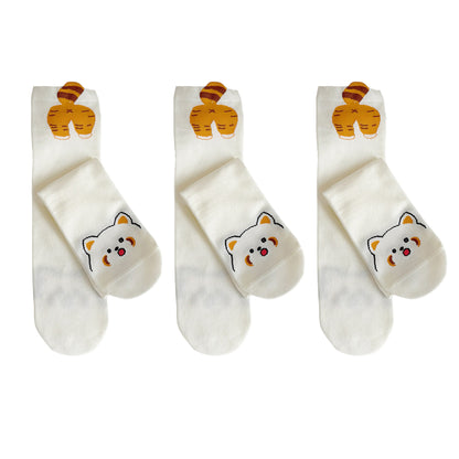 Anna-Kaci Women's 3-Pair Cotton Blend Socks with Cute Animal Designs Breathable and Comfortable