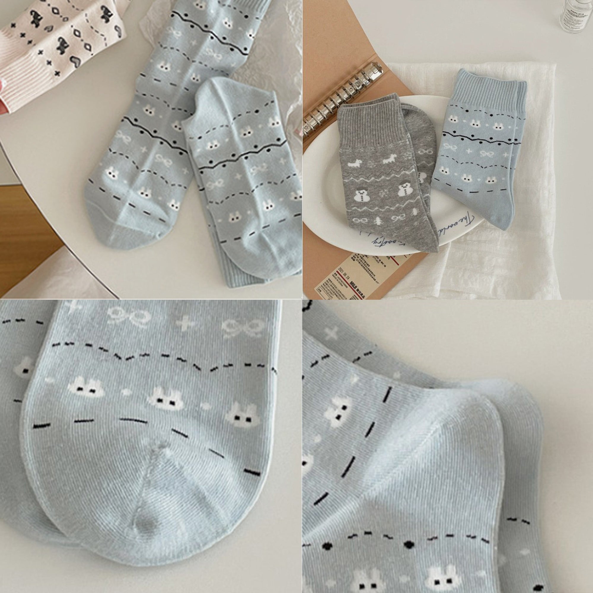 Anna-Kaci Womens Cotton Blend Crew Socks 3 Pair Pack Soft Everyday Casual Comfort