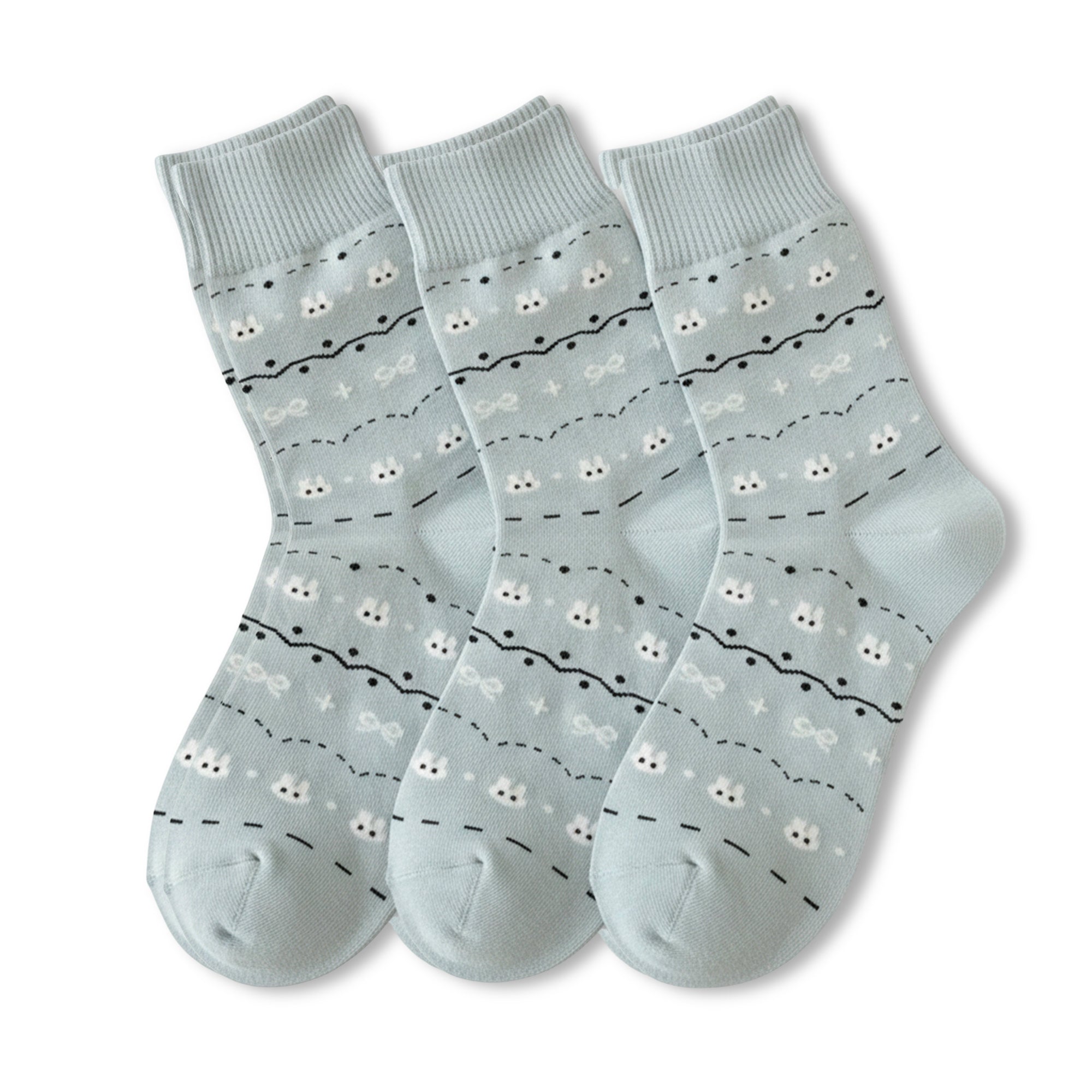 Anna-Kaci Womens Cotton Blend Crew Socks 3 Pair Pack Soft Everyday Casual Comfort