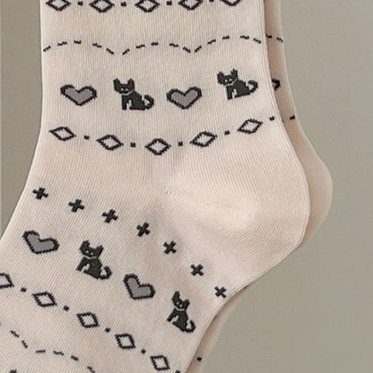 Anna-Kaci Women's Cotton Blend Socks 3-Pair Pack with Cute Animal Print Comfortable and Soft