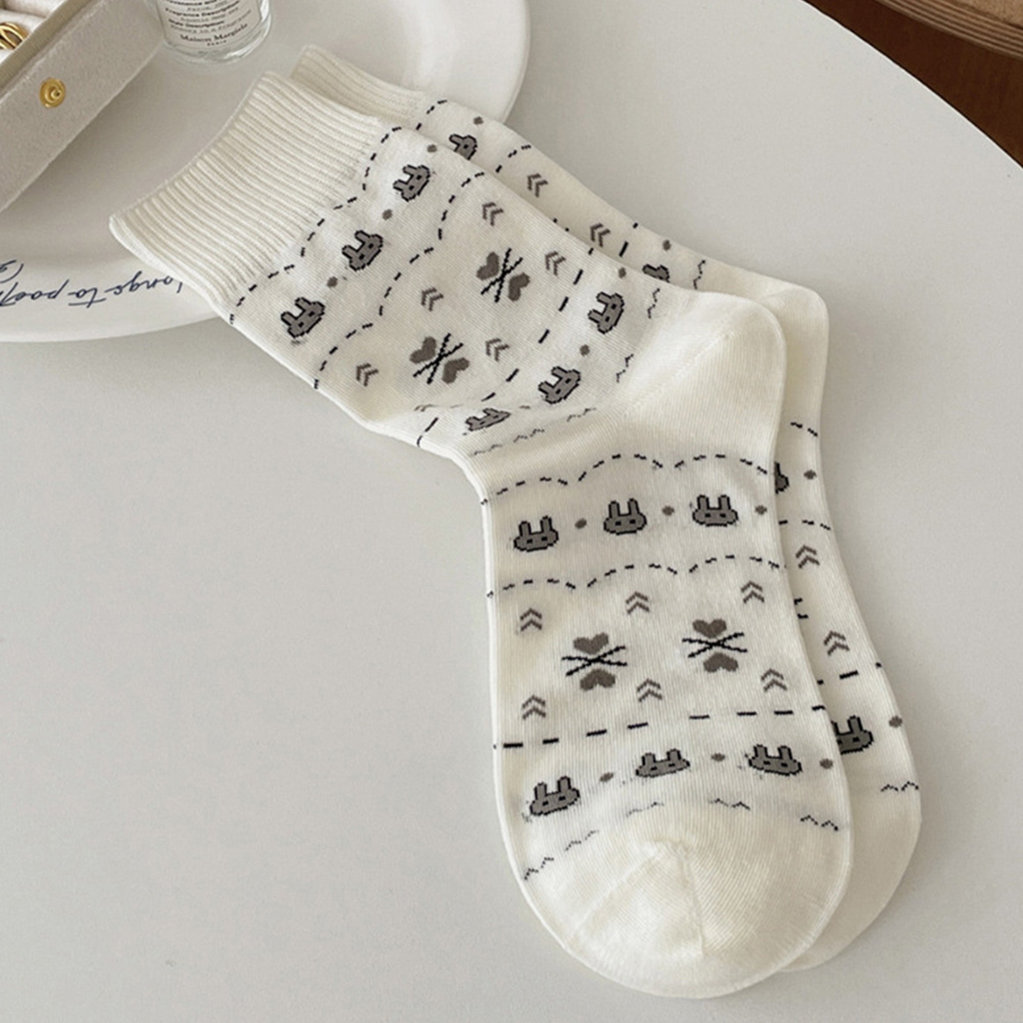 Anna-Kaci Women's Cotton Blend Socks 3-Pair Pack with Cute Animal Print Comfortable and Soft