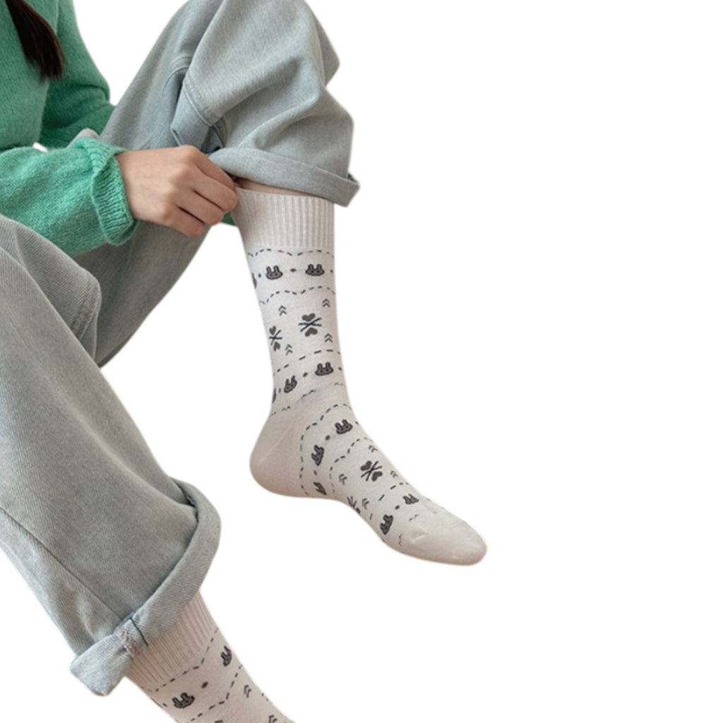 Anna-Kaci Women's Cotton Blend Socks 3-Pair Pack with Cute Animal Print Comfortable and Soft