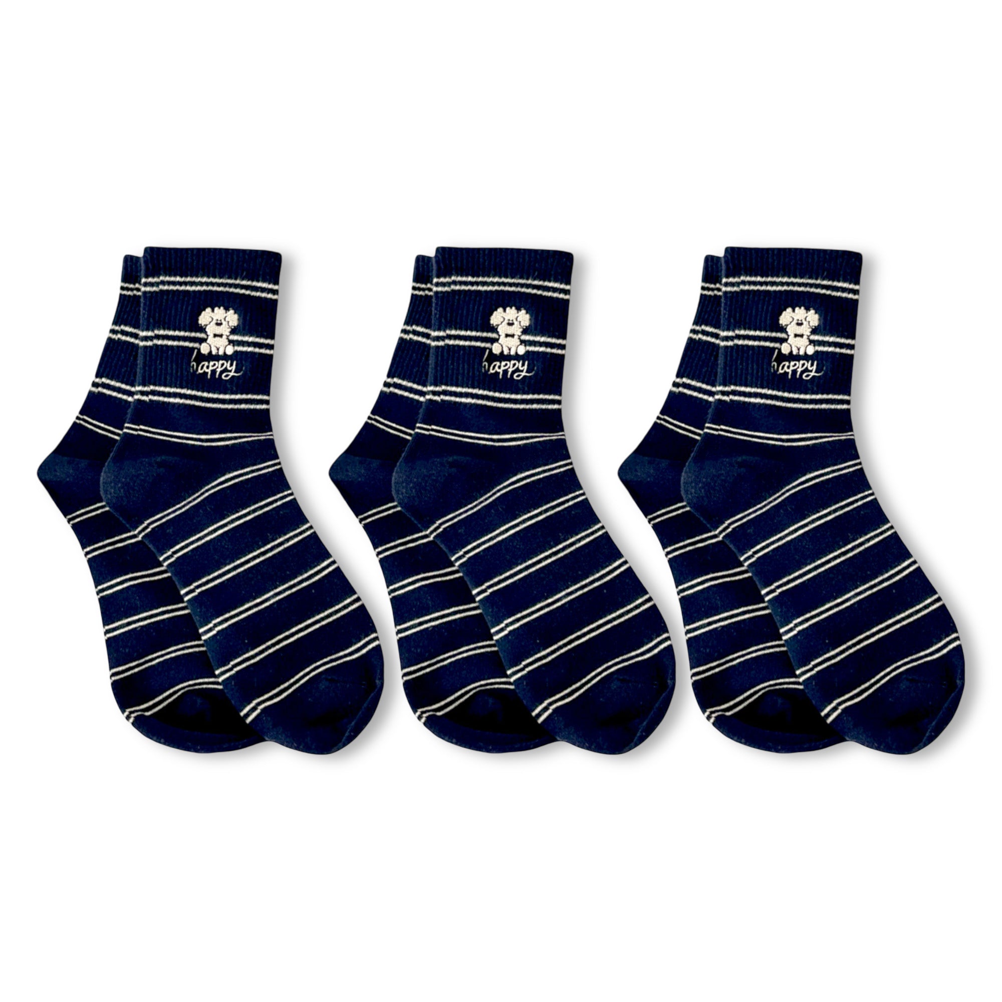 Anna-Kaci Womens Cotton Blend Crew Socks 3 Pair Soft Ribbed Knit Casual Everyday Socks