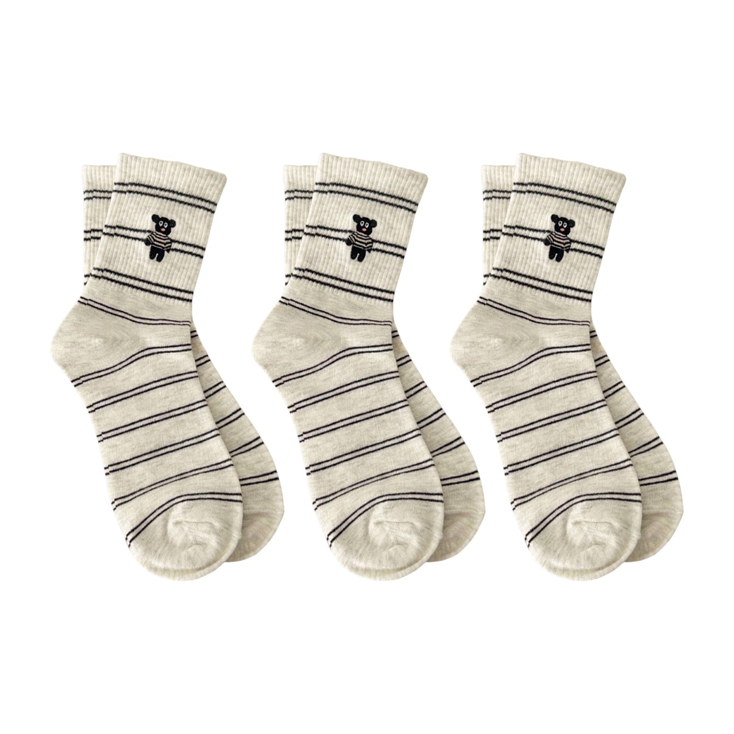 Anna-Kaci Women's 3-Pair Pack Cotton Blend Crew Socks with Cute Dogs Embroidery Design