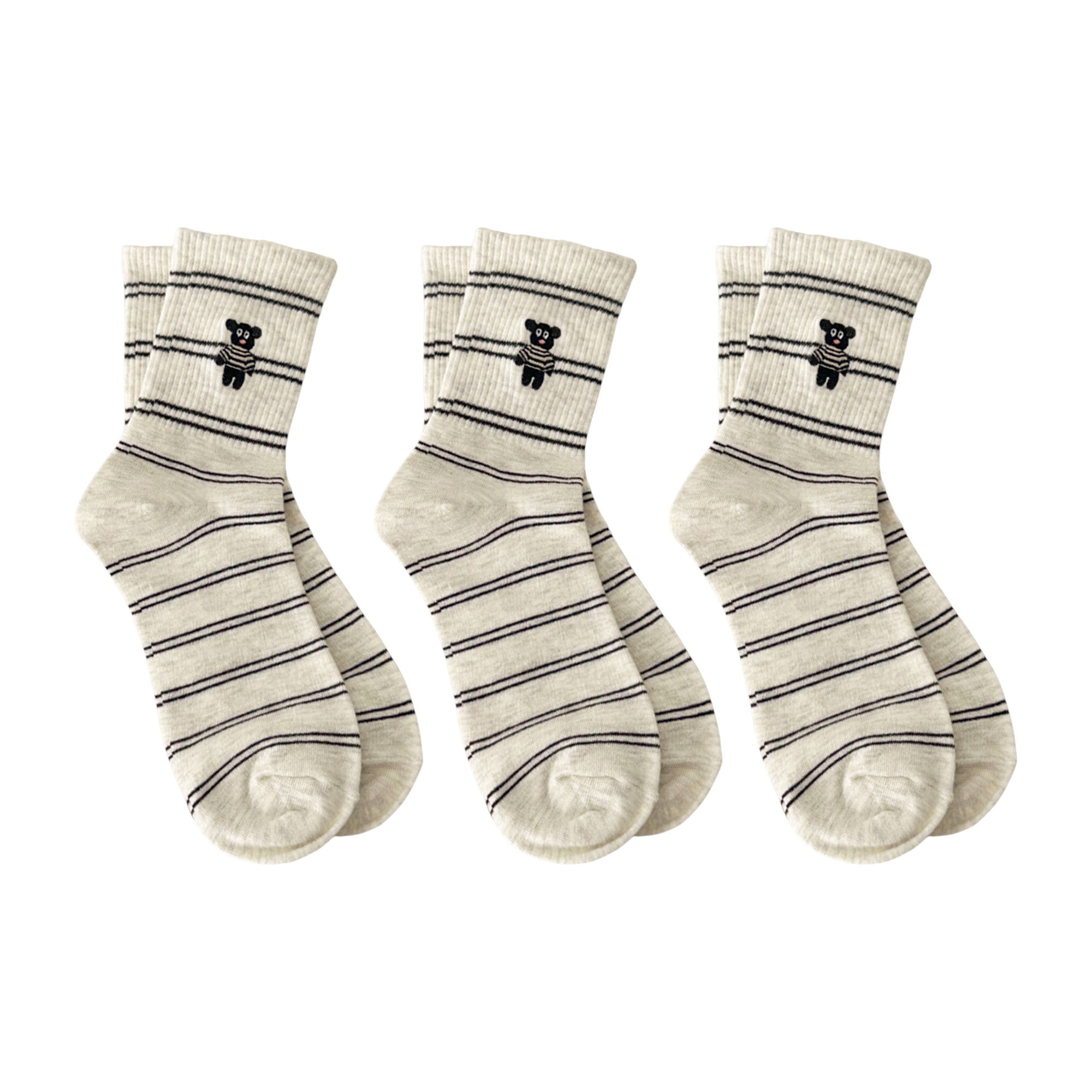 Anna-Kaci Women's 3-Pair Pack Cotton Blend Crew Socks with Cute Dogs Embroidery Design