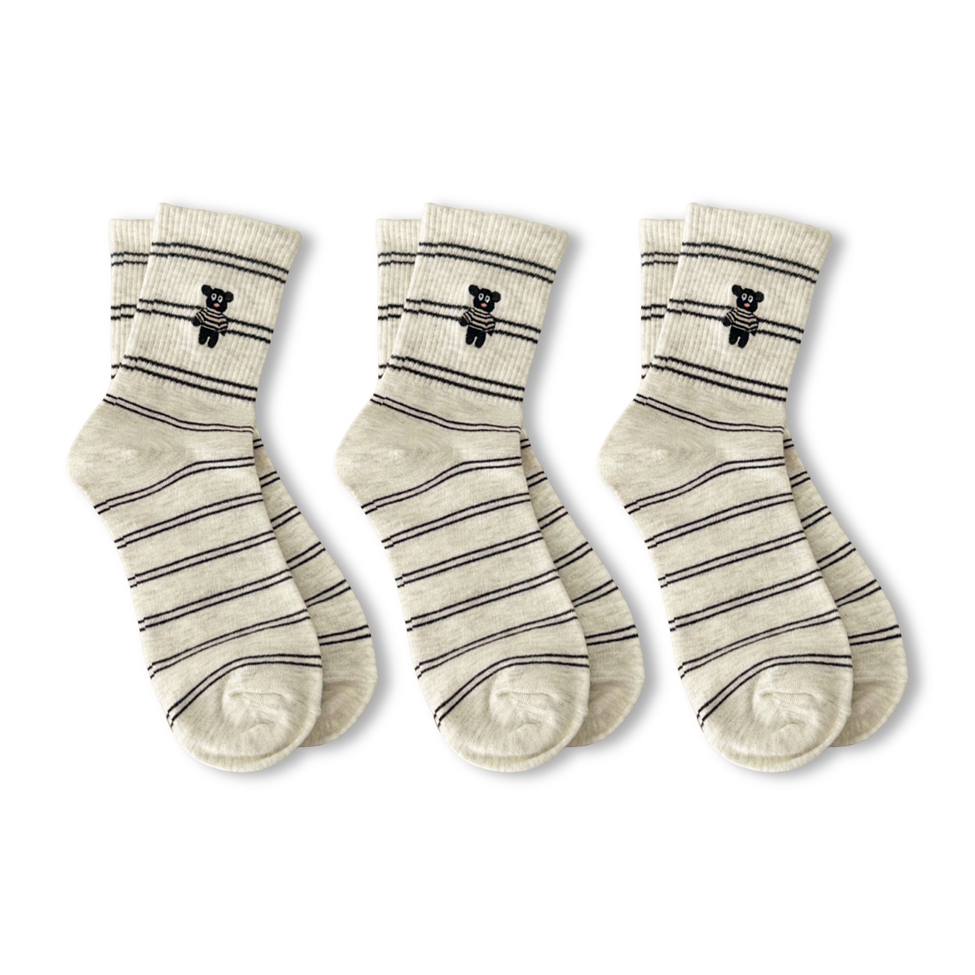 Anna-Kaci Womens Cotton Blend Crew Socks 3 Pair Soft Ribbed Knit Casual Everyday Socks
