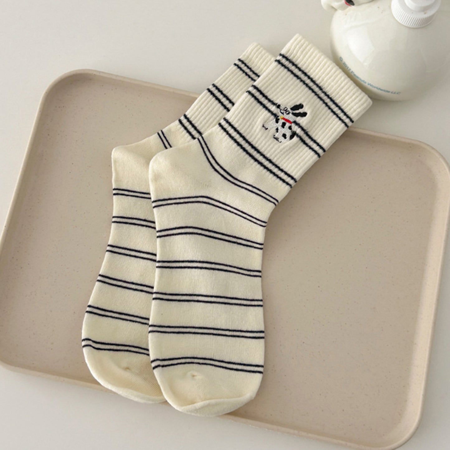 Anna-Kaci Women's 3-Pair Pack Cotton Blend Crew Socks with Cute Dogs Embroidery Design