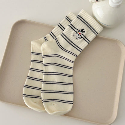 Anna-Kaci Women's 3-Pair Pack Cotton Blend Crew Socks with Cute Dogs Embroidery Design